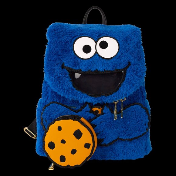 Loungefly Cookie Monster Plush Mini Backpack – Moveable Arms & Hidden Coin Bag! - Picture 3 of 9